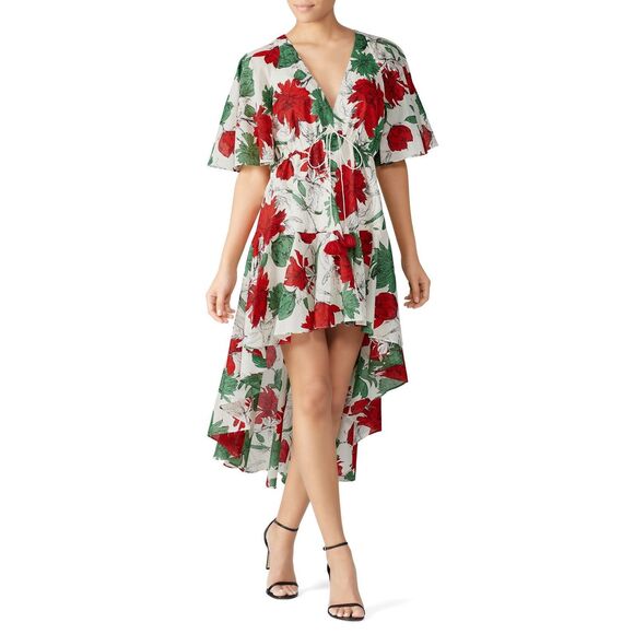 Alexis Dresses & Skirts - Alexis Idella Garden Cotton Floral High-Low Dress XL Tassel Tie